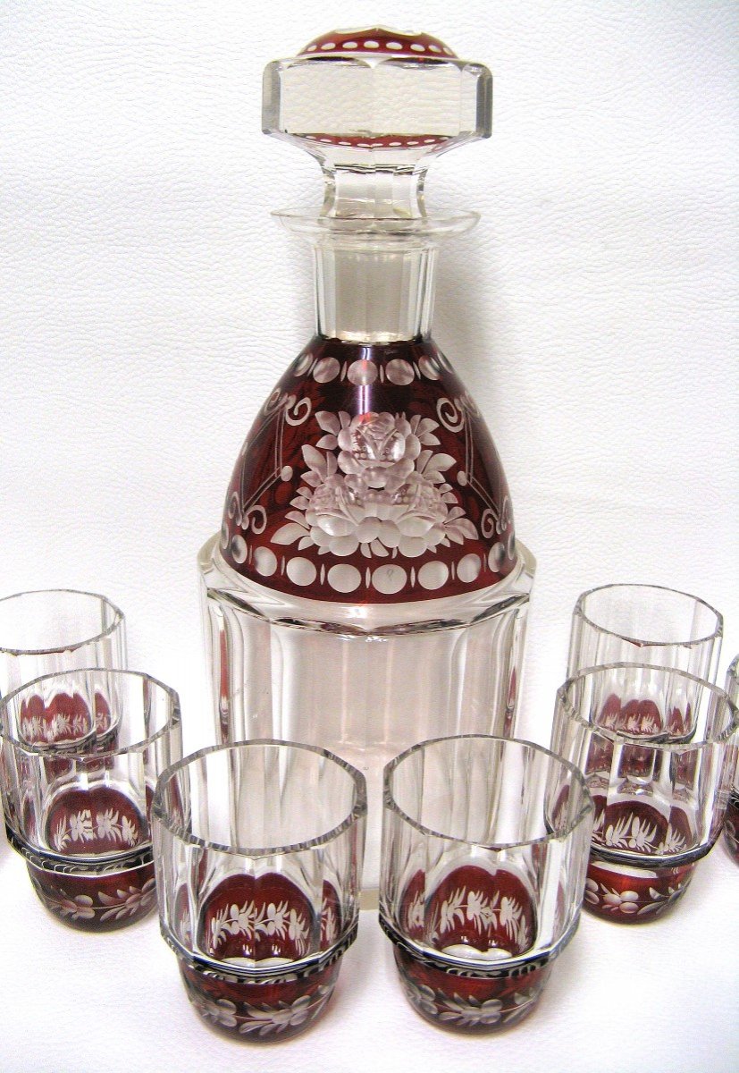 Bohemian Art Deco Crystal Liquor Service.-photo-4