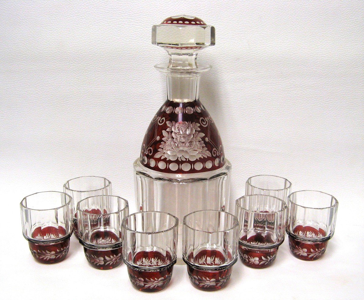 Bohemian Art Deco Crystal Liquor Service.