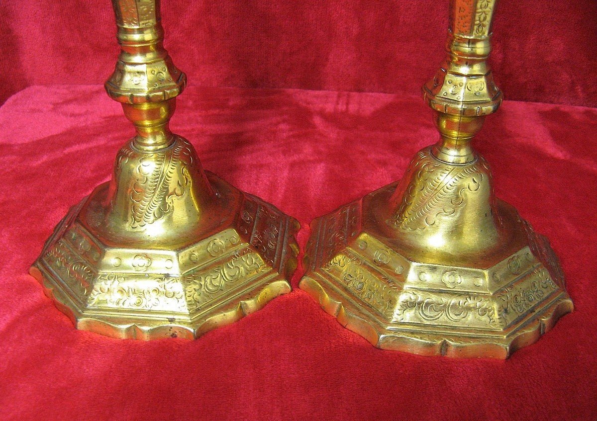 Pair Of Eighteenth Regency Gilt Bronze Candlesticks.-photo-3