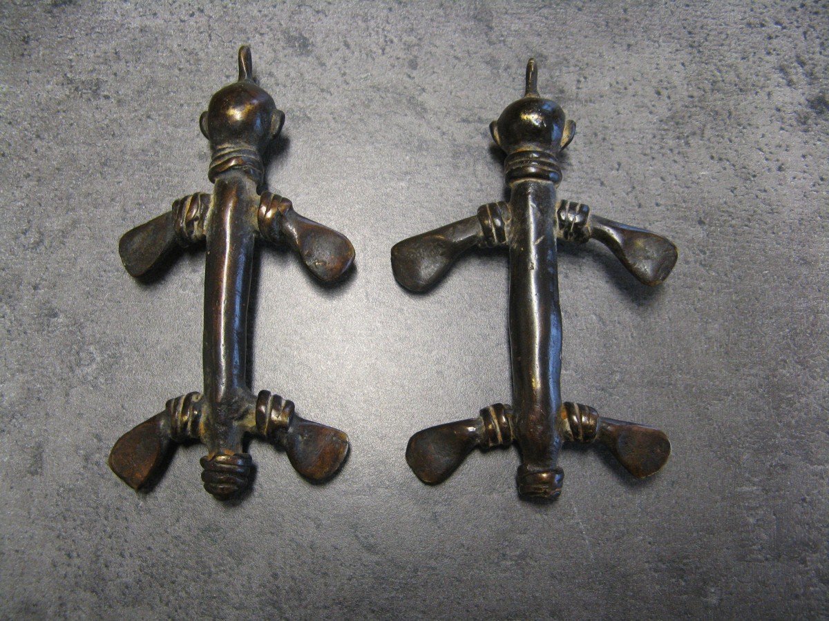 Couple Lobi Du Burkina Faso. Pendentif En Bronze.-photo-2