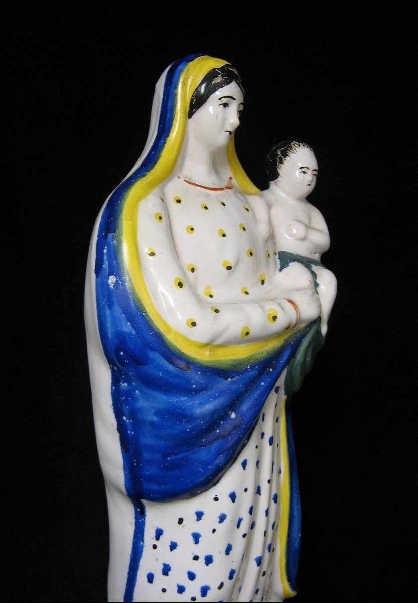 Grande Vierge à l'Enfant De Quimper 41 Cm.-photo-3