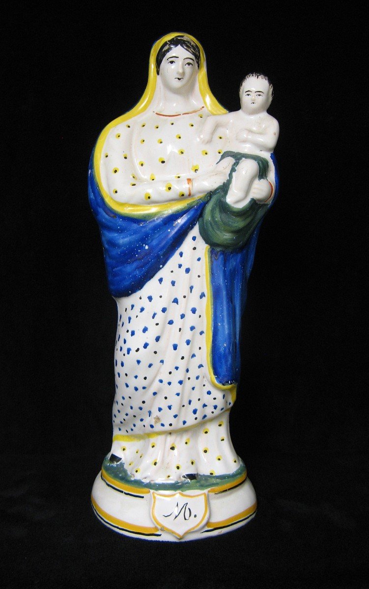 Grande Vierge à l'Enfant De Quimper 41 Cm.-photo-2
