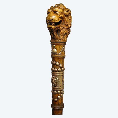 Cane With Knob Representing A Lion's Head.