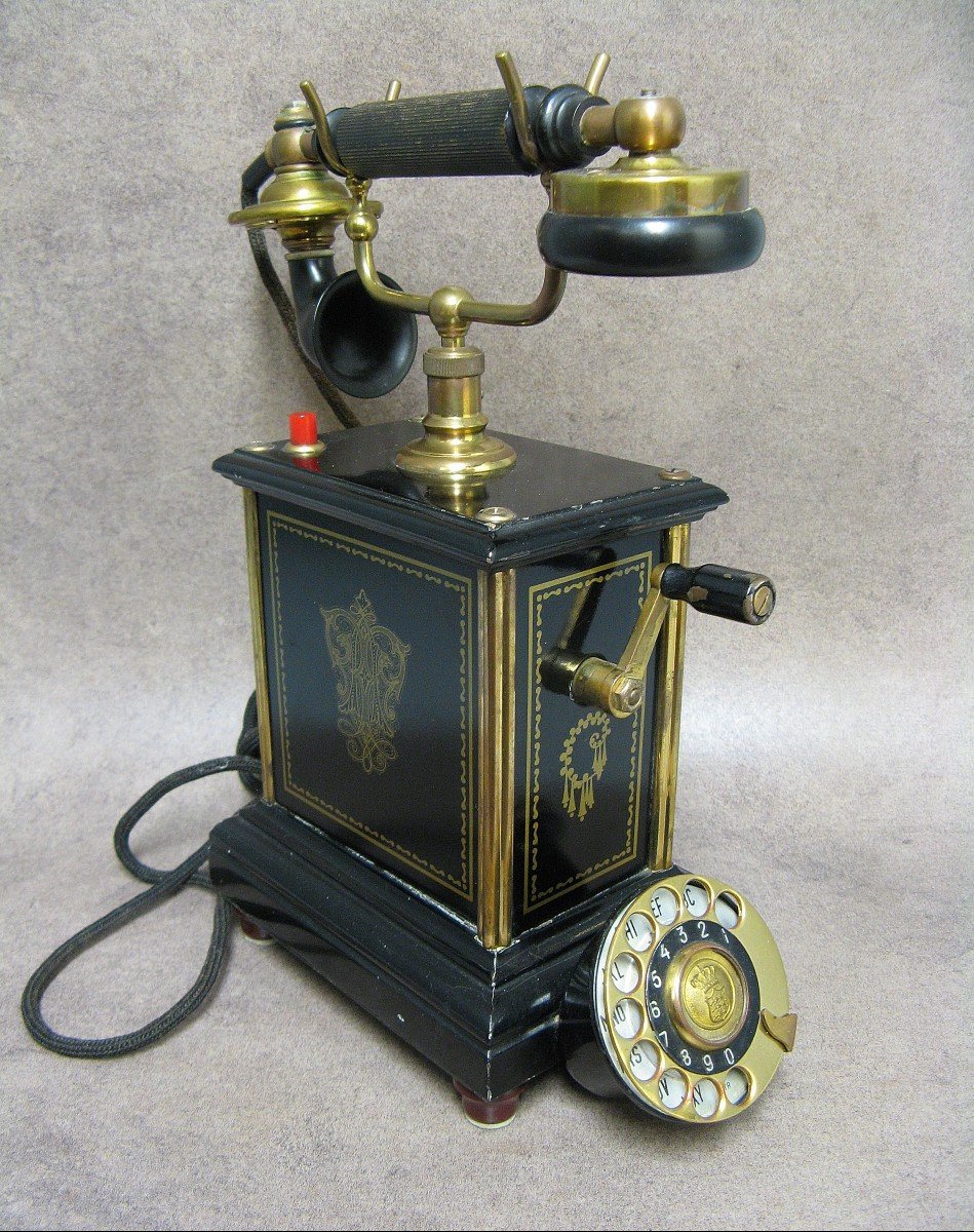 Ancien Téléphone à Manivelle. Danemark Vers 1900.-photo-3