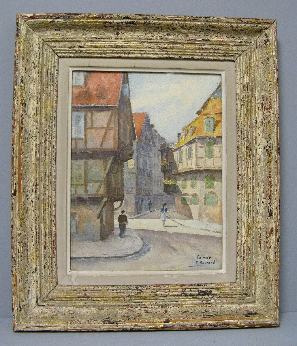 Aquarelle Originale Marcel Euvrard Vers 1950 Colmar.