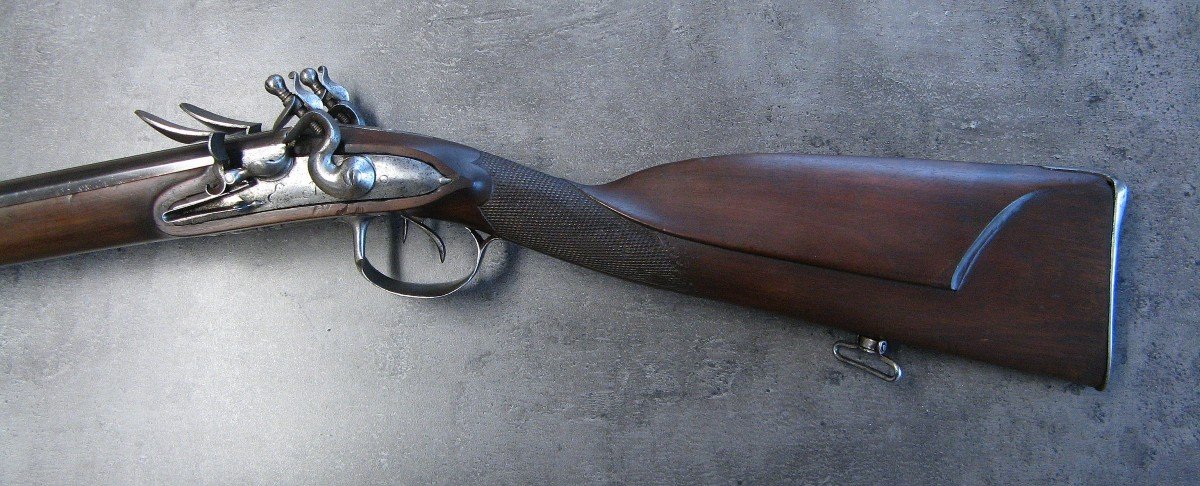 Fusil De Chasse Double à Silex XVIIIe.-photo-2