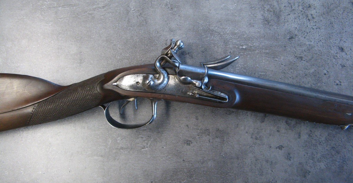 Fusil De Chasse Double à Silex XVIIIe.-photo-4