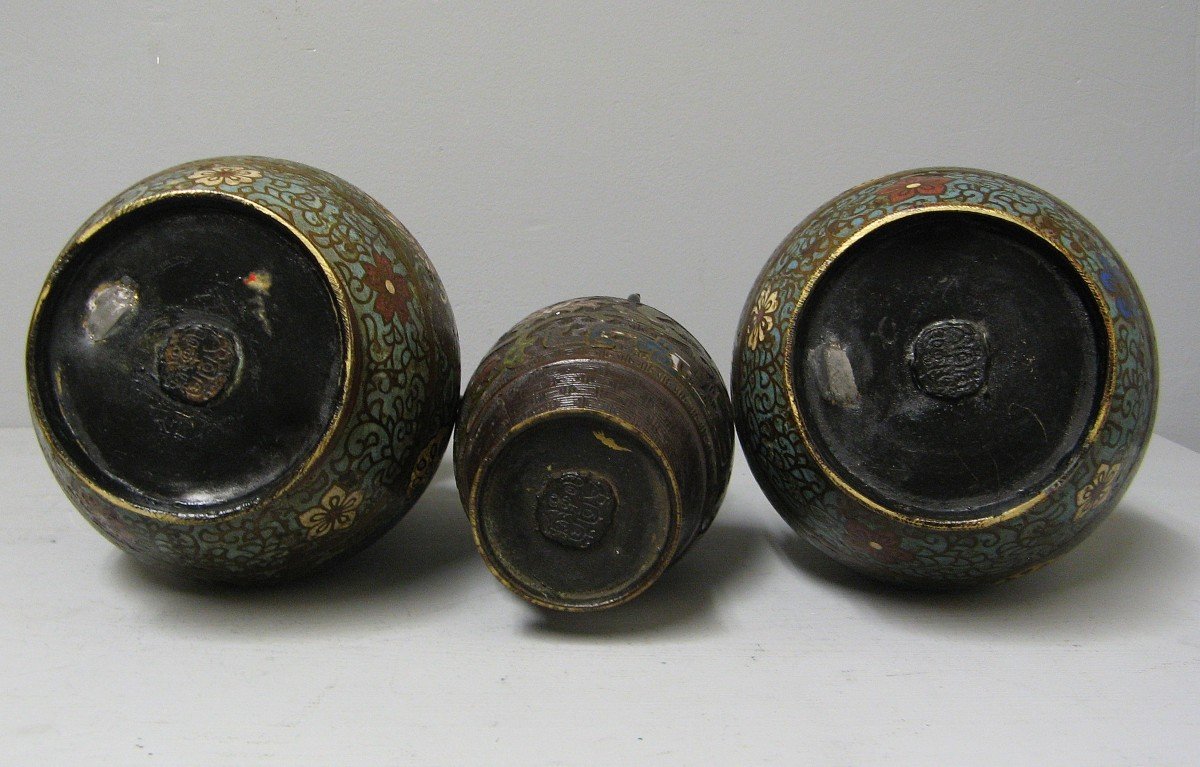 Vases En Bronze Cloisonnés  XIXe.-photo-4