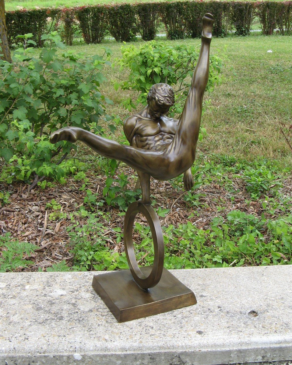 Sculpture En Bronze Gymnaste Signé Cortes.