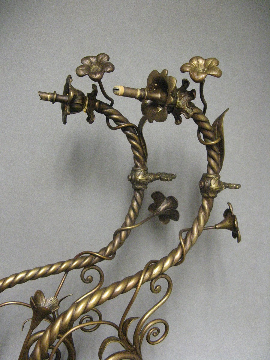 Paire d'Appliques d'éclairage à Gaz De Bistrot XIXe.-photo-2