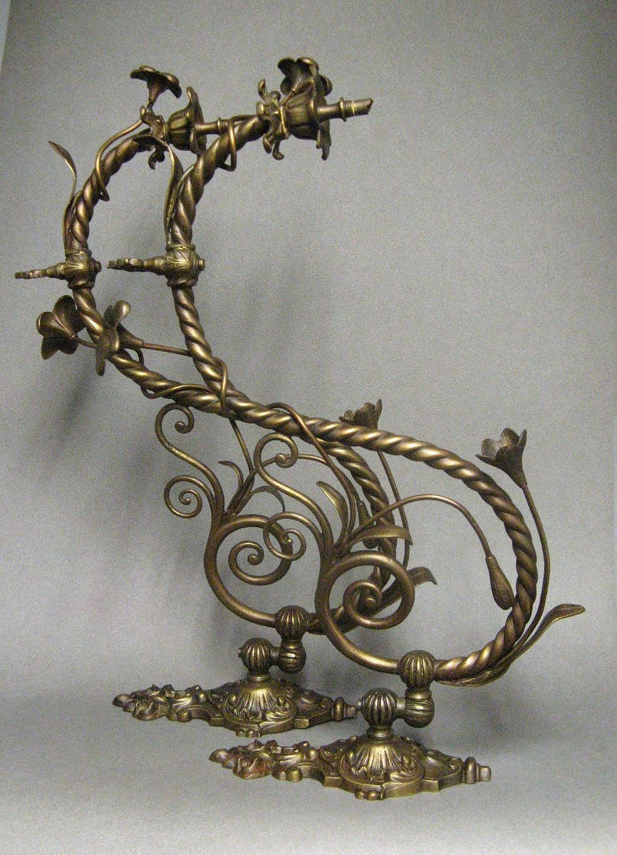 Paire d'Appliques d'éclairage à Gaz De Bistrot XIXe.-photo-4