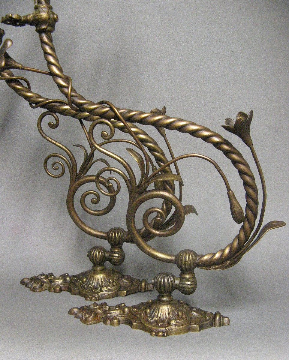 Paire d'Appliques d'éclairage à Gaz De Bistrot XIXe.-photo-2