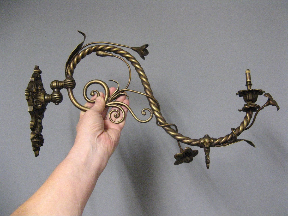 Paire d'Appliques d'éclairage à Gaz De Bistrot XIXe.-photo-6