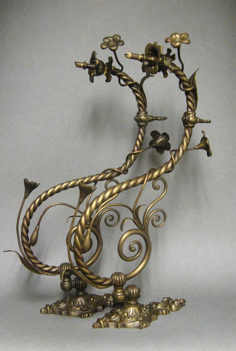 Paire d'Appliques d'éclairage à Gaz De Bistrot XIXe.