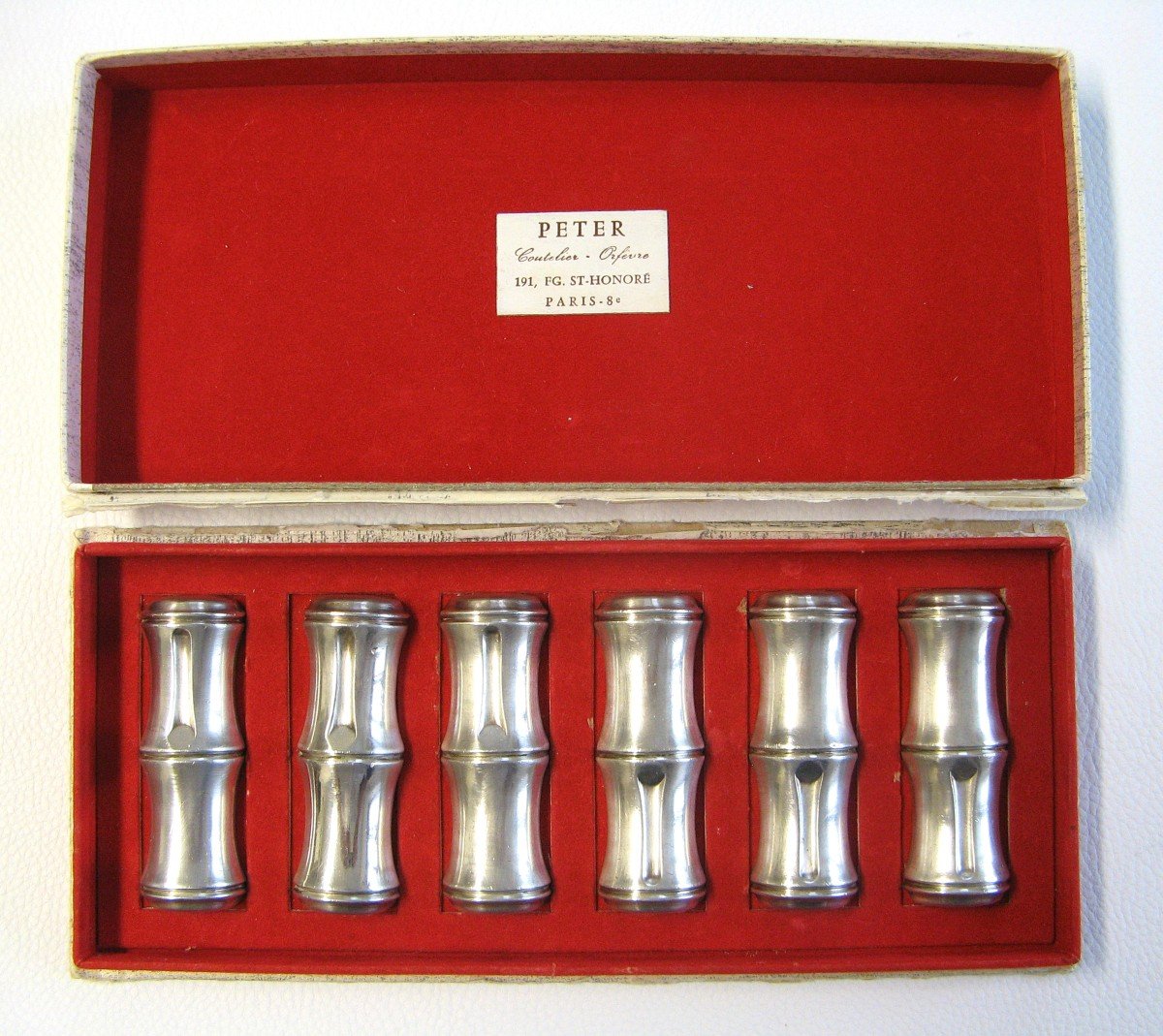 Set Of 6 Knife Holders In Silver Metal Ravinet d'Enfert Twentieth