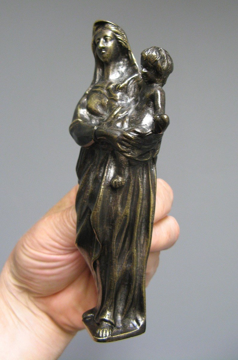 Vierge d'Applique En Bronze Epoque XVIIe-photo-3