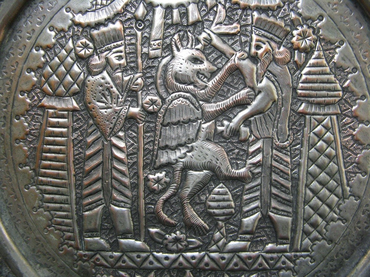Kadjar Tray, Persia, Tinned Copper XIXe/xxe