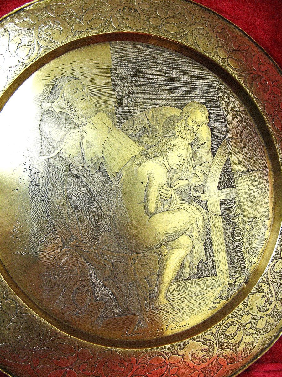 Suzanne Et Les Vieillards De Rubens Cuivre Ciselé XIXe.