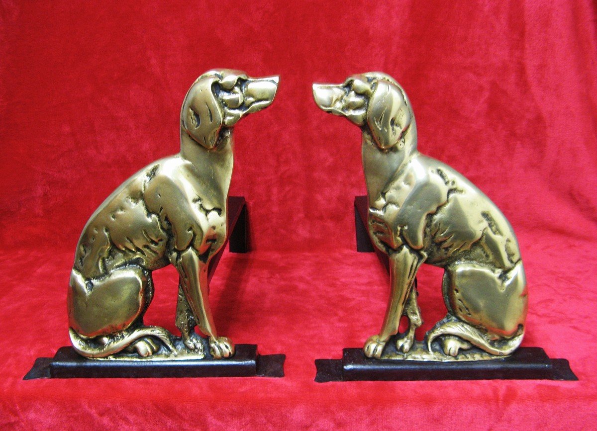 Pair Of Dog Andirons Twentieth.