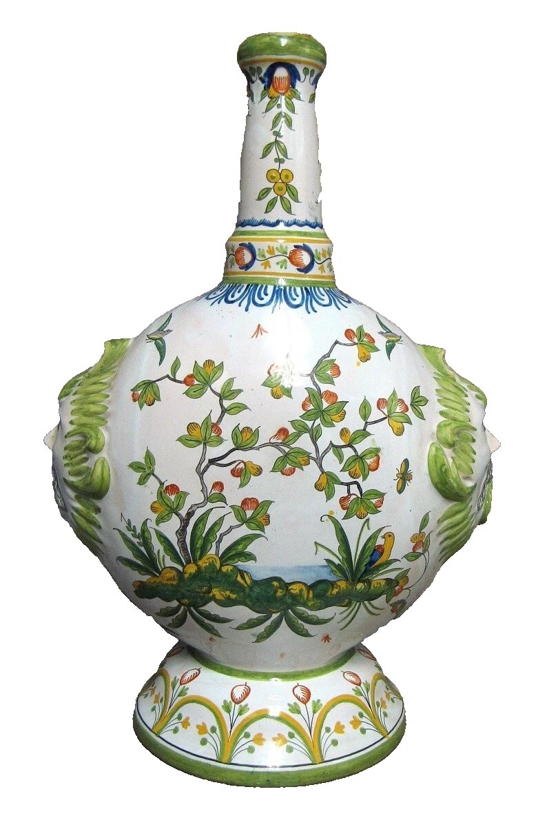 Quimper Earthenware Gourd Shaped Vase.