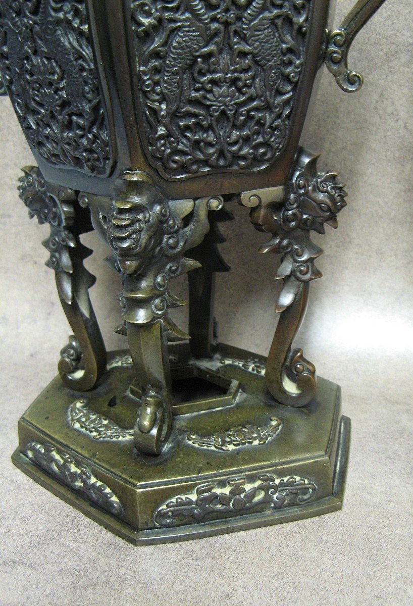 Paire De Vases En Bronze. Chine – Fin XIXe.-photo-4