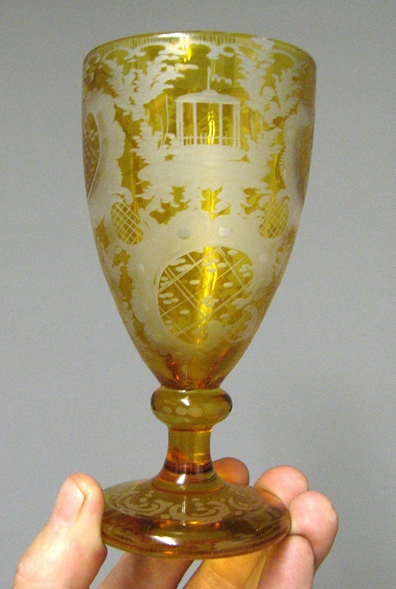 Verre Cristal De Bohême Biedermeier Gravé XIXe.-photo-4