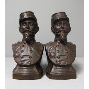 Pair Of Andirons With The Effigy Of Napoleon III.