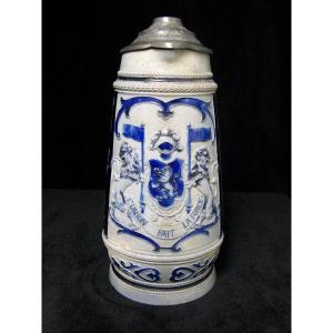 Stoneware Pitcher With The Coat Of Arms Of Belgium.