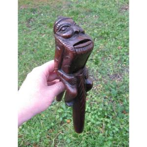 Anthropomorphic Nutcracker In Carved Wood, Grotesque Character, 19th Century.