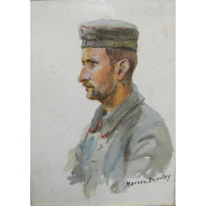 Portrait Of A German Soldier By Mattéo Brondy 1915.