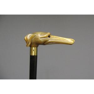 Cane With Handle In The Shape Of A Greyhound Dog's Head, Late 19th Century.