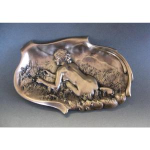 Bronze Ring Holder Signed J. Garnier. Art Nouveau
