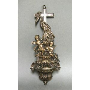 19th Century Bronze Holy Water Font.