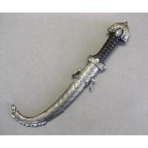 Dague Marocaine Dite Koumya En Argent Main de Fatima. Maroc 1930/40.