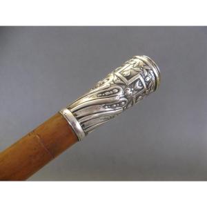 Canne à pommeau argent Maroc 1911.