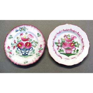 Plates With A Rooster Design In St Clément Earthenware - 19th Century.