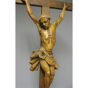 Christ In Carved Wood From The 19th Century.