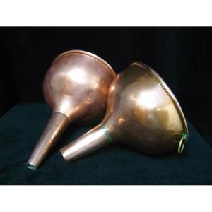 19th-century Copper Cellar Funnels.