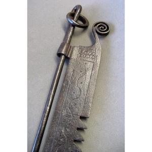 Crémaillère De Mariage En Fer Forgé Datée 1852.