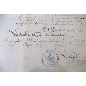 Marriage License For A Guide Of The Imperial Guard Of The Second Empire.