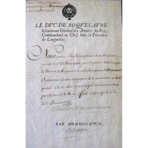 Military Appointment To The Rank Of Captain By The Duke Of Roquelaure During The Reign Of Louis XIV.