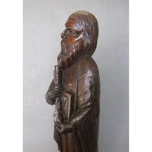 Statue Religieuse Saint Pierre Bois Massif Sculpté Monoxyle Art Populaire XVIIIe.