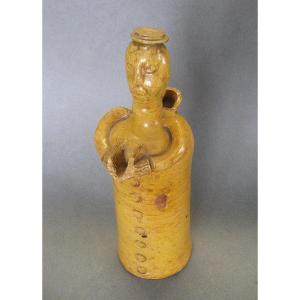 19th-century Glazed Anthropomorphic Terracotta Pitcher.