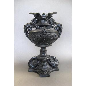 19th-century Neoclassical Basalt Ceramic Vase.