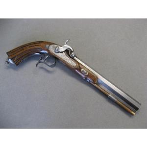 Pistolet De Tir A Percussion – Liège XIXe siècle.