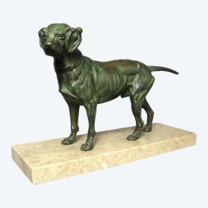 Bronze Animal By Edouard Delabrierre. Hunting Dog