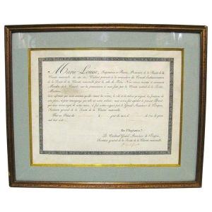 Patent Signed By The Empress Marie Louise. 1 Er Empire. Napoléon 1er
