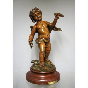 Putti Amour Peintre Par E. Rousseau Sculpteur.