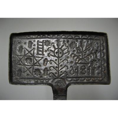 Mold To Forgotten Wedding 1816. Waffle Iron Wrought Iron Nineteenth.