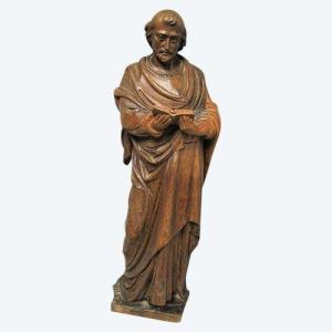 Saint In Carved Wood Late 18th Century.